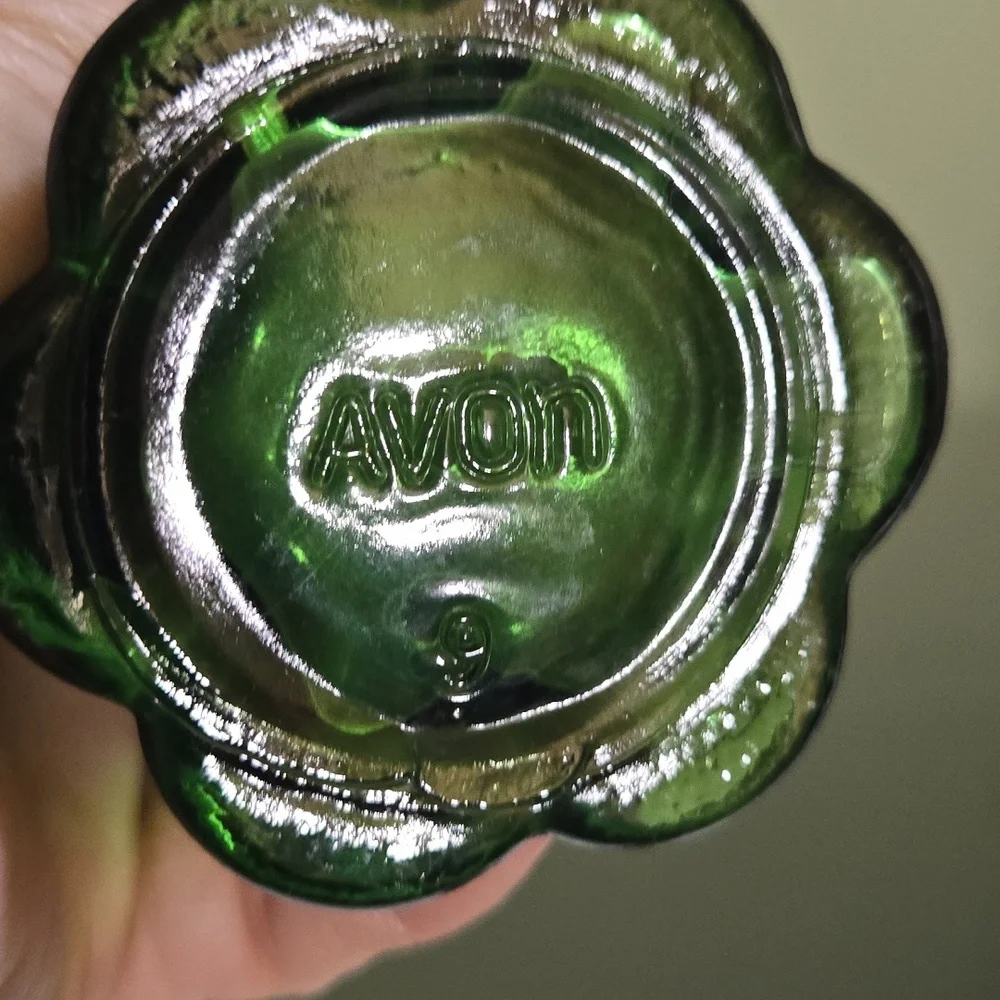 Vintage Avon Green Glass Bottle with Cork